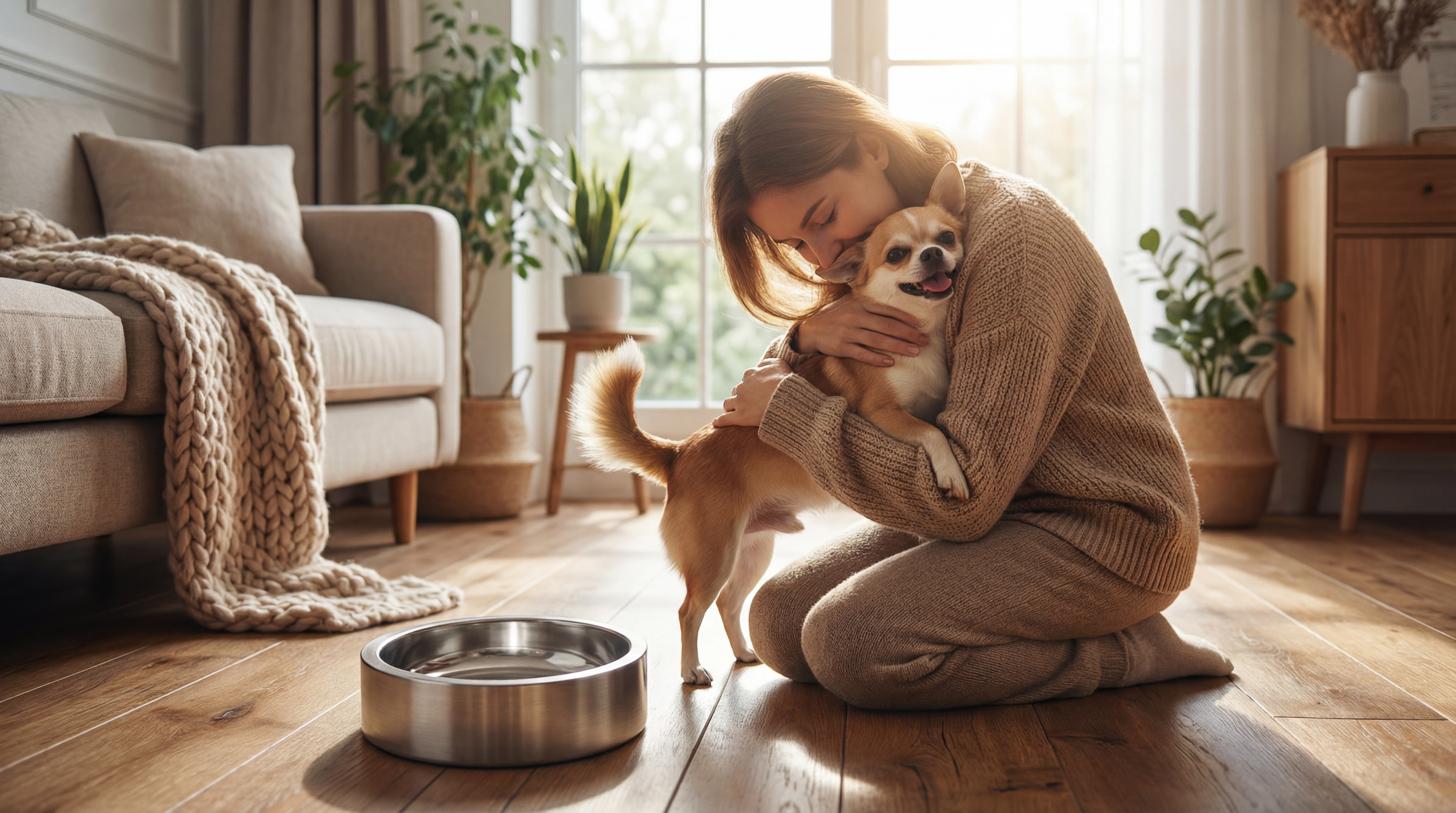 Small Stainless Steel Dog Bowl – Non-Slip Silicone Base, Durable Pet Food & Water Bowl