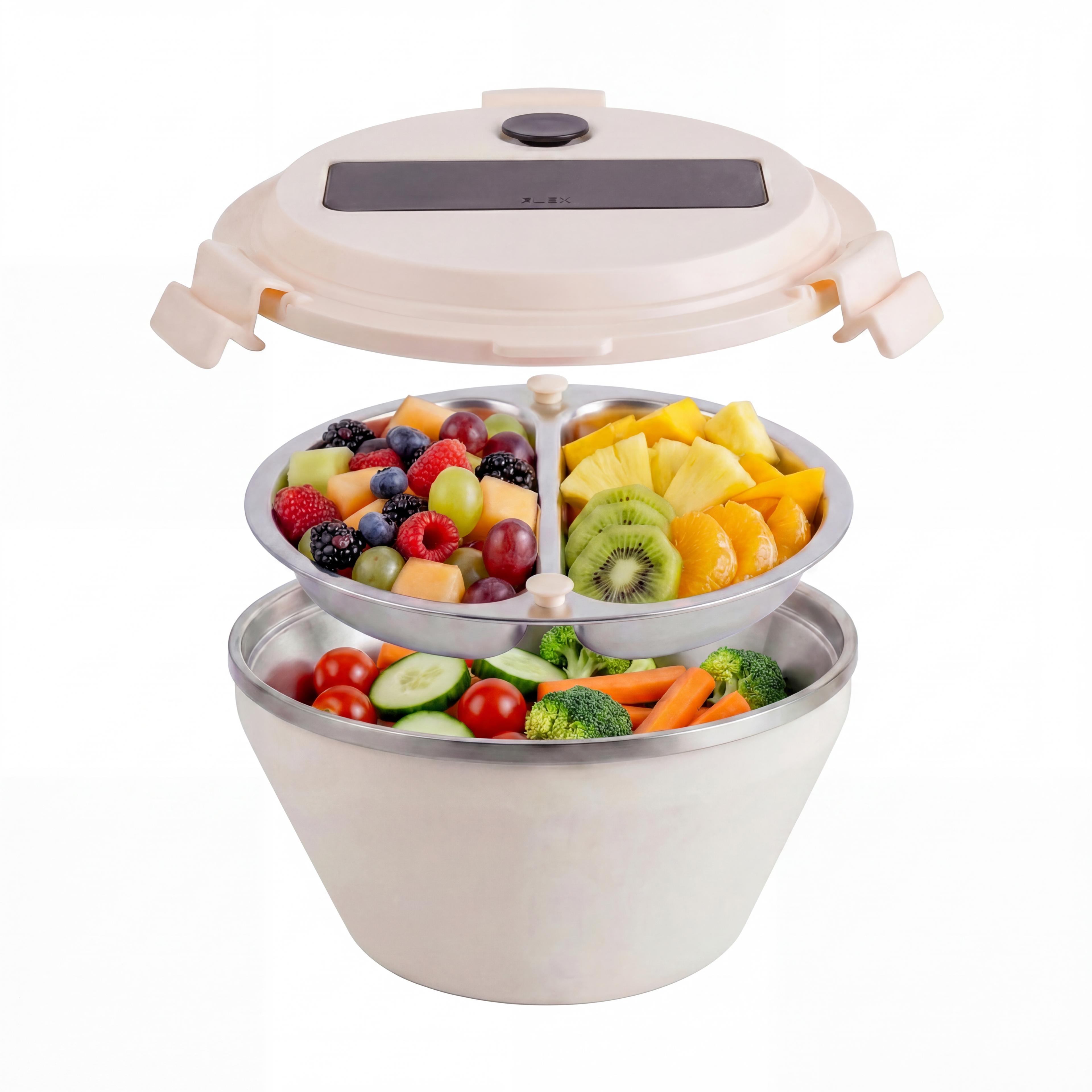 Kids Insulated Bento Salad Box – 304 Stainless Steel, 2-Layer Lunch Container with Compartments, Spoon & Thermal Bag