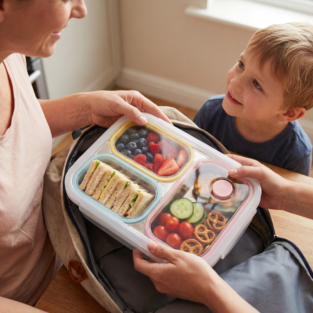 Kids Stainless Steel Bento Box (316) – 3 Compartments, Leakproof Lunch Box with Silicone Seal & Vent Lid