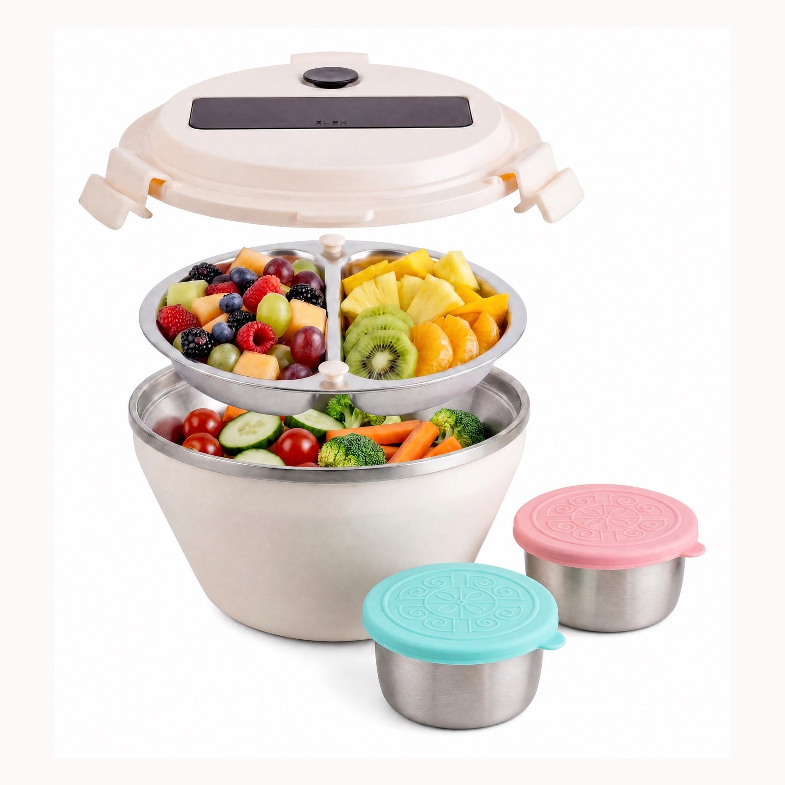Eternalpaw double layer stainless steel salad bowl set