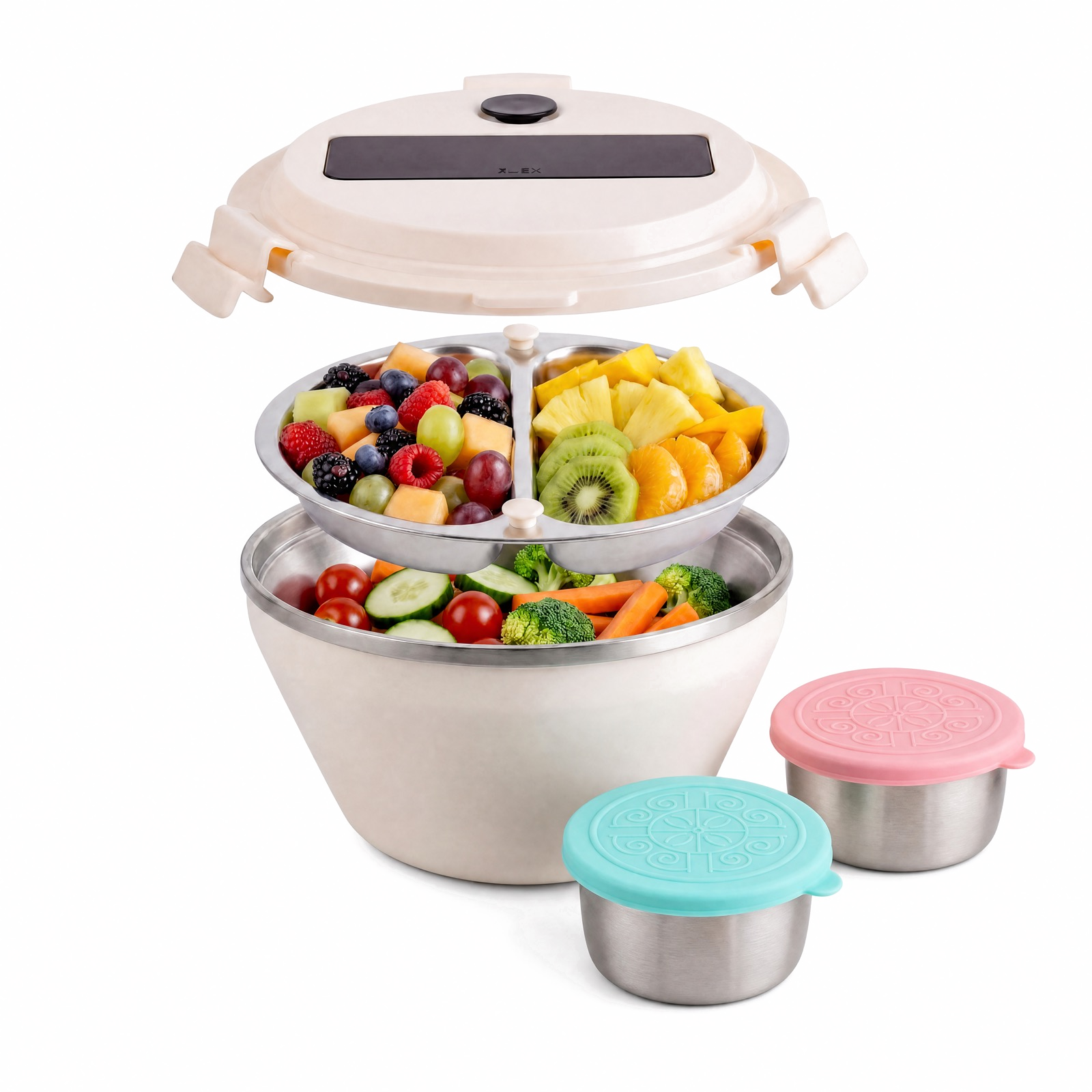 Double layer salad bowl set