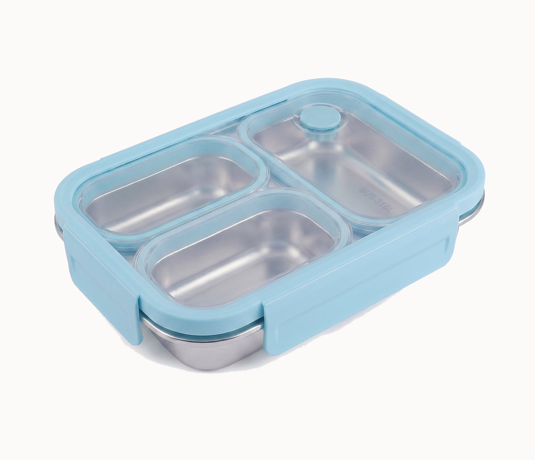 Blue lid stainless steel bento box